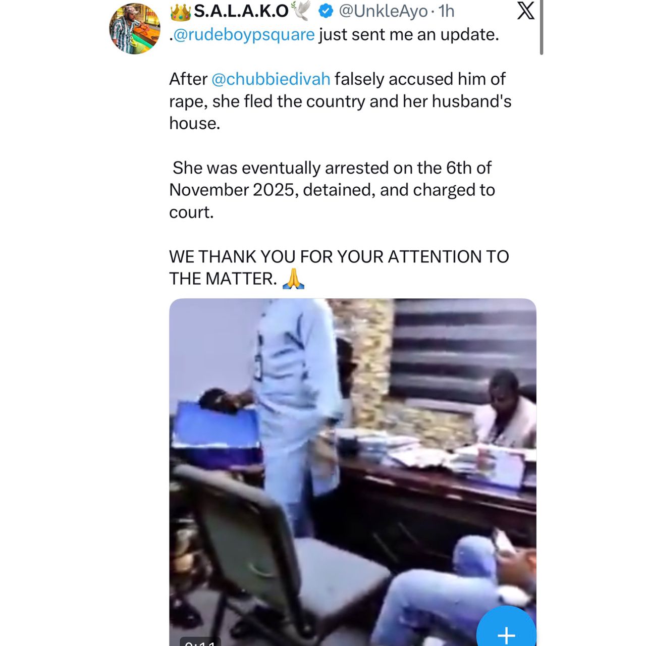 Update: Lady who accused singer, Paul Okoye of r@pe arrested and arraigned in court